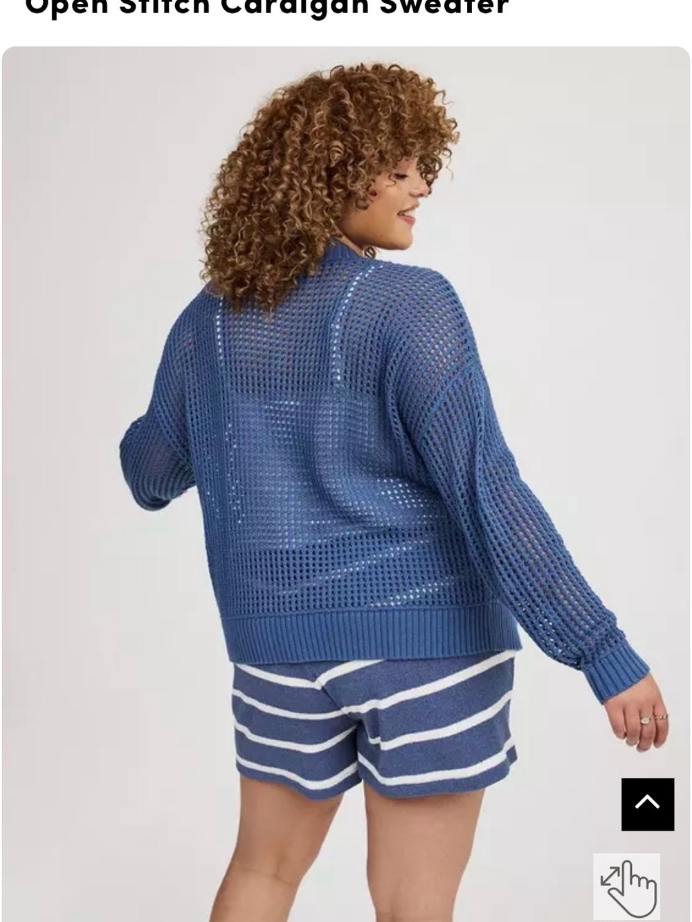 torrid Blue Open-Stitch Button-Front Cardigan - Picture 2 of 6